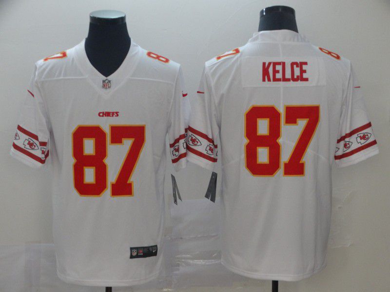 Men Kansas City Chiefs 87 Kelce White team logo cool edition NFL Jerseys